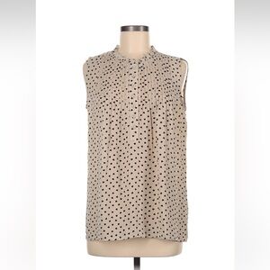NWT Adrianna Papell Sleeveless Heart Print Blouse - Beige and Black